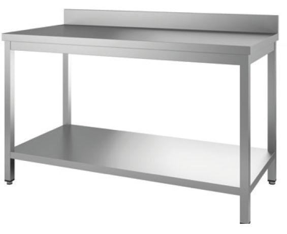 TLGA99 MESA INOX CON PETO CON ESTANTE  90*90*85