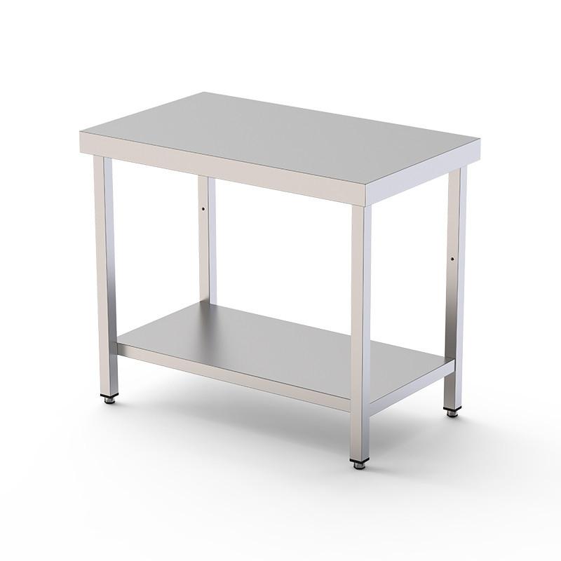 MESA INOX S/PETO  CON ESTANTE  160*70*60