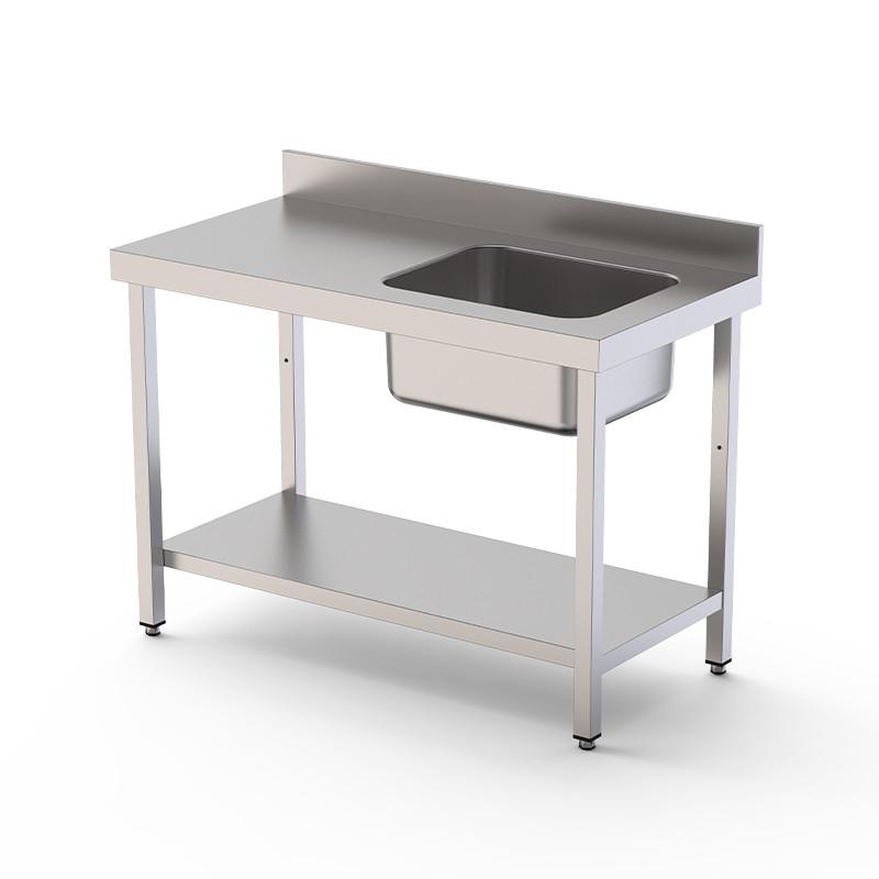 MESA CHEF CUBA DX INOX GRANITA PREPARACION CON PETO CON ESTANTE 220*60*85