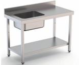 MESA CHEF CUBA SX INOX GRANITA CON PETO CON ESTANTE 120*70*85