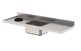 ENCIMERA CUBA CENTRAL INOX C/DESBARASE SX 180*60*35