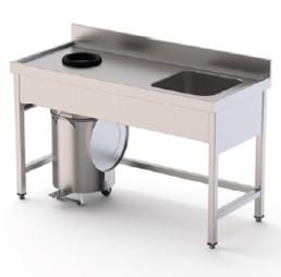 FREGADERO INOX 1CUBA DX GRANITA C/DESBARASE SX S/ESTANTE 140*70*85