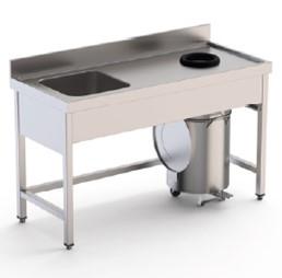 FREGADERO INOX 1CUBA SX GRANITA C/DESBARASE DX S/ESTANTE 140*70*85